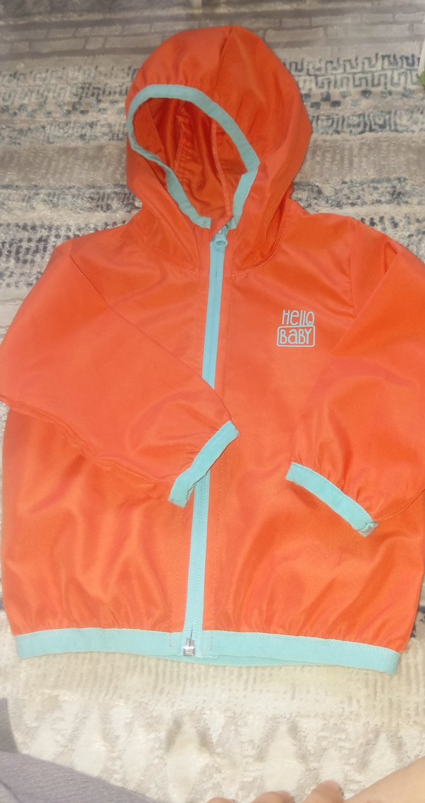 Turuncu Kapüşonlu Erkek Çocuk Yağmurluk - Görsel 2