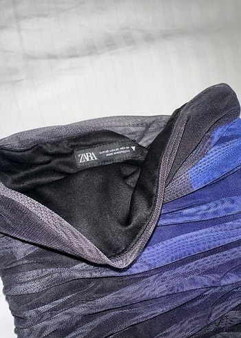 Zara straplez tül drapeli elbise - Görsel 3