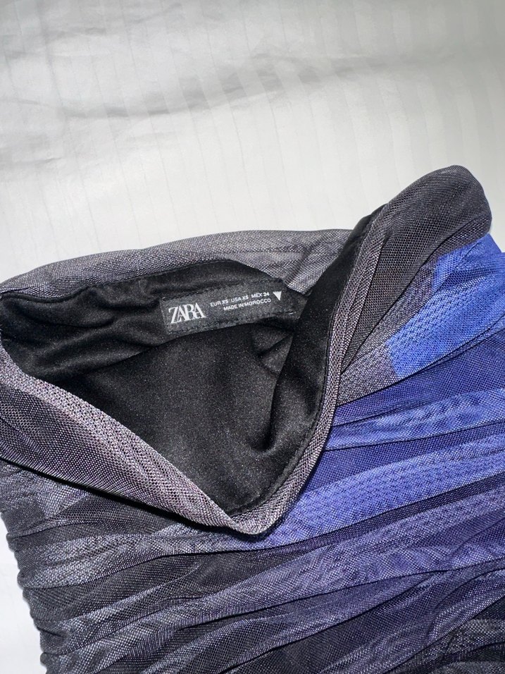 Zara straplez tül drapeli elbise - Görsel 3