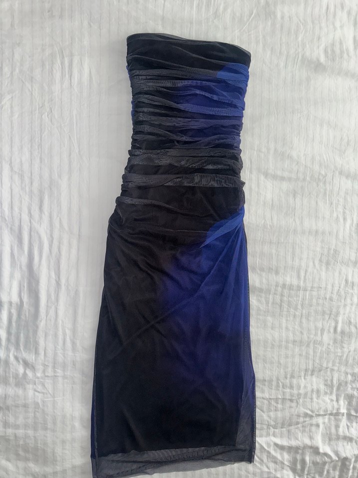 Zara straplez tül drapeli elbise - Görsel 2