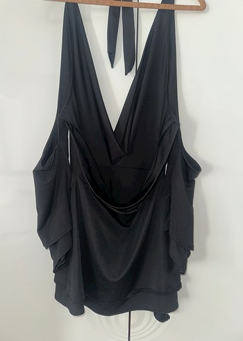 Siyah V Yaka Drapeli Uzun Abiye Elbise - Görsel 4