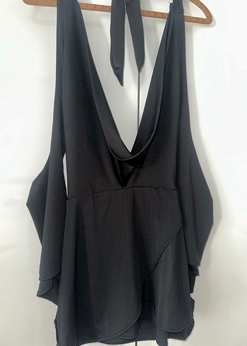 Siyah V Yaka Drapeli Uzun Abiye Elbise - Görsel 6