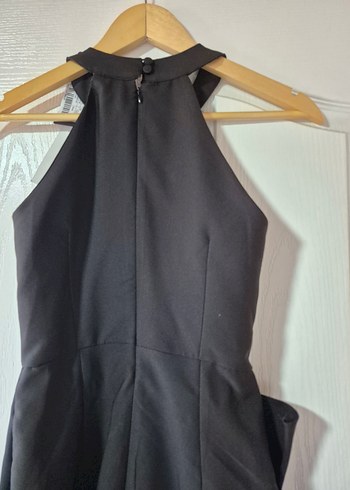 Siyah Uzun Fırfırlı Kadın Kokteyl Elbisesi - Görsel 5