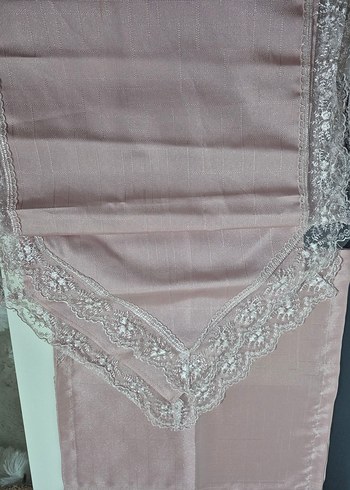 Çeyizlik 12 kişilik Güpürlü Masa Örtüsü Seti (Pudra) - Görsel 2