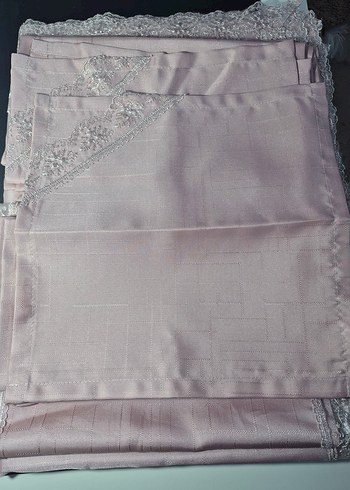 Çeyizlik 12 kişilik Güpürlü Masa Örtüsü Seti (Pudra) - Görsel 7