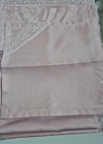 Çeyizlik 12 kişilik Güpürlü Masa Örtüsü Seti (Pudra) - Görsel 5