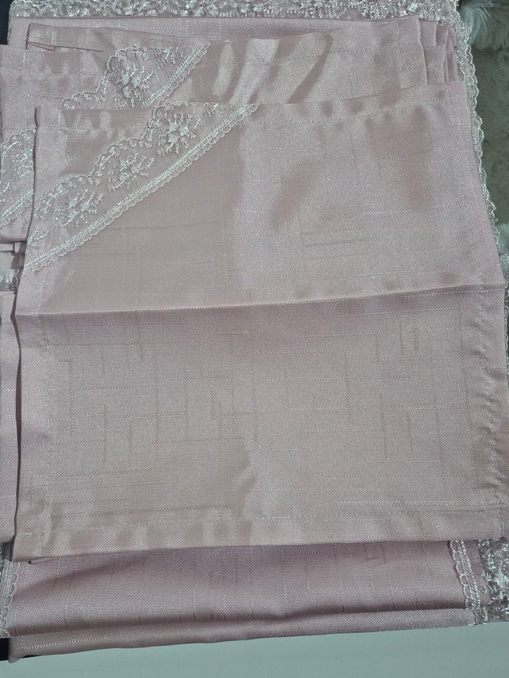 Çeyizlik 12 kişilik Güpürlü Masa Örtüsü Seti (Pudra) - Görsel 5