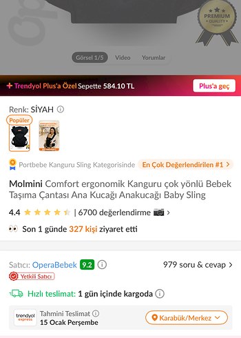 Siyah Bebek Taşıyıcı Kanguru çok yönlü bebek taşıma - Görsel 5