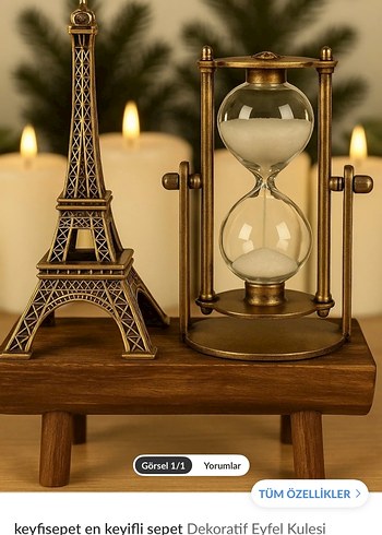 Büyük Boy Parlak Altın Eyfel Kulesi Figürin - Görsel 3