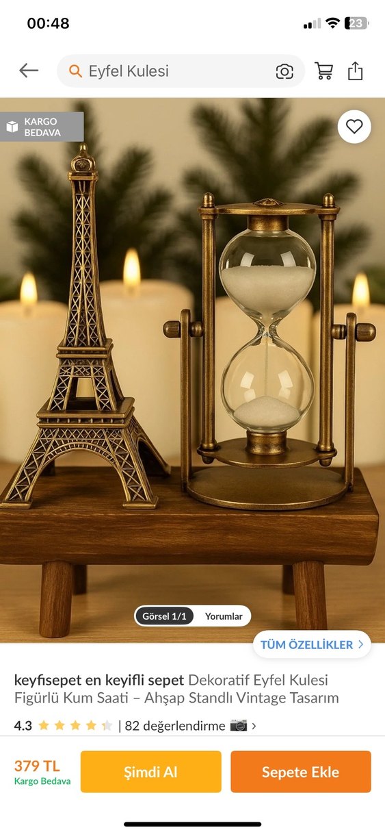 Büyük Boy Parlak Altın Eyfel Kulesi Figürin - Görsel 3