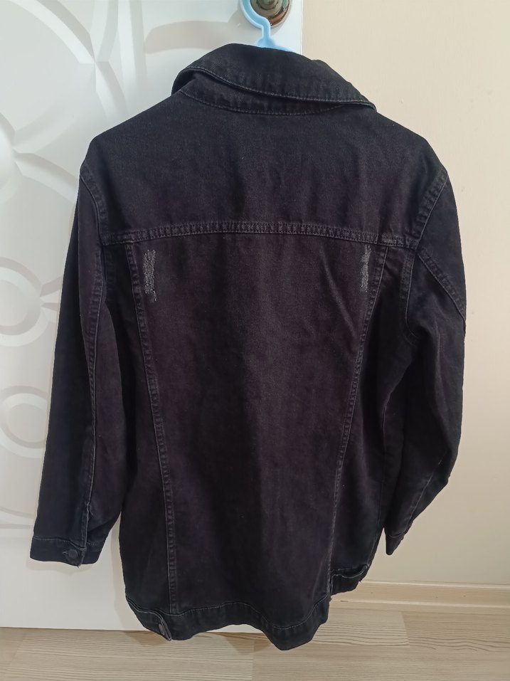 Siyah Düğmeli Kadın Denim Ceket - Görsel 2