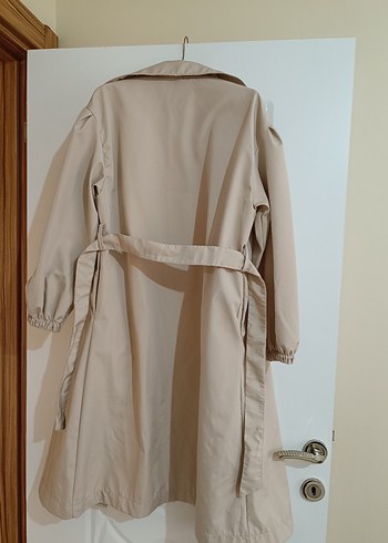 Bej Uzun Keten Kadın Trençkot - Görsel 2