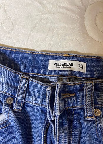 Kadın Mavi Bol Kesim Yırtık Denim Pantolon - Görsel 2