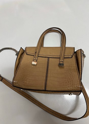 Bej Deri Kadın Çanta Yılan Desenli - Görsel 3