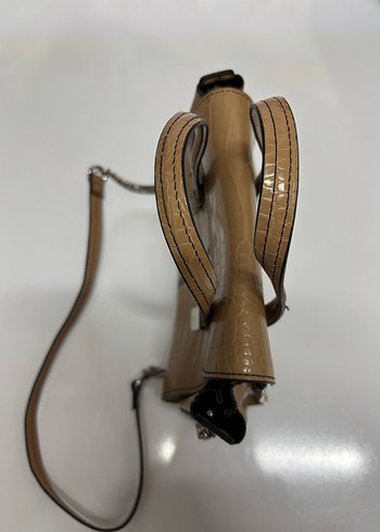 Bej Deri Kadın Çanta Yılan Desenli - Görsel 2