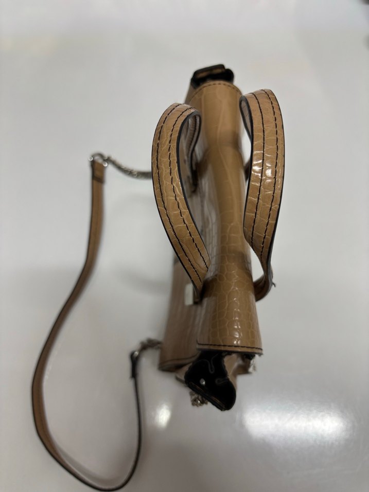 Bej Deri Kadın Çanta Yılan Desenli - Görsel 2