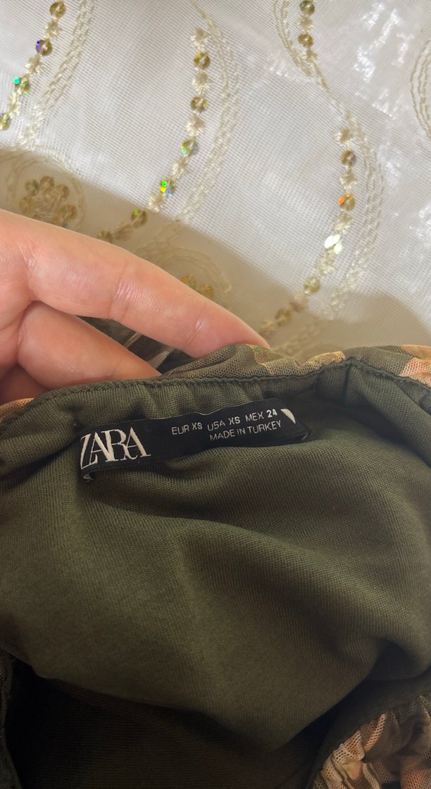 Drapeli Bağlama Desenli Uzun Kollu Straplez Elbise - Görsel 4