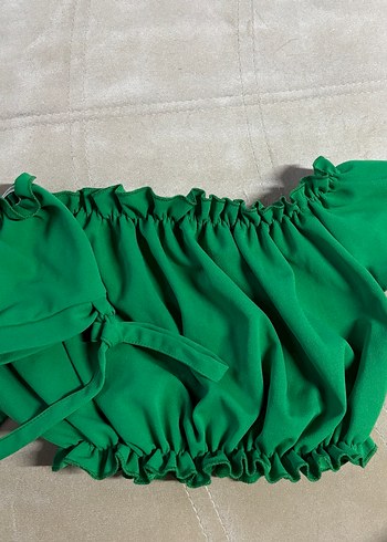 Yeşil Fırfırlı Mini Bluz - Görsel 2