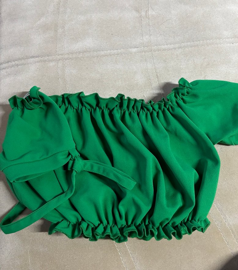 Yeşil Fırfırlı Mini Bluz - Görsel 2