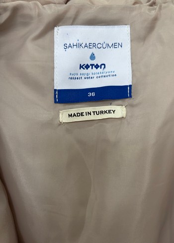 Düğmeli Bej Kadın Uzun Ceket - Görsel 3