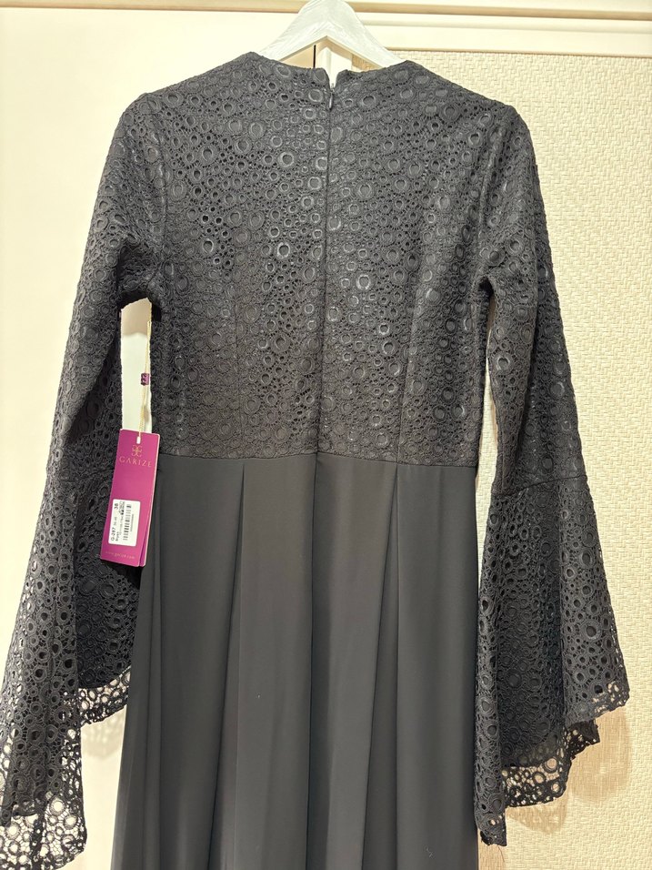 Dantel Detaylı Siyah Uzun Kadın Elbise - Görsel 2