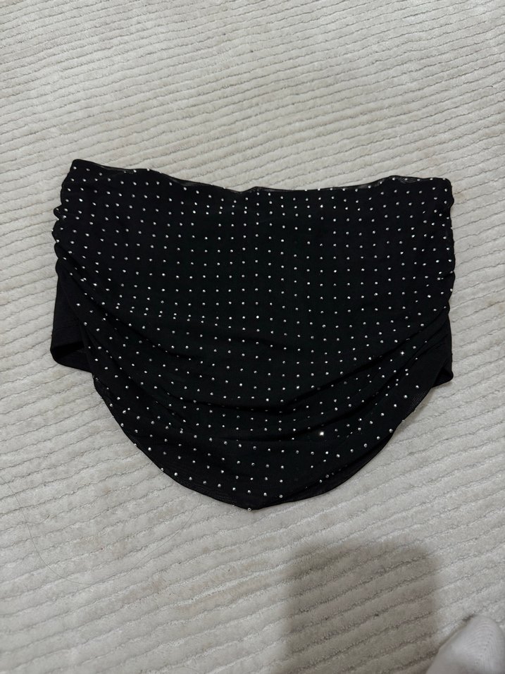 Siyah Puantiyeli Straplez Bustiyer - Görsel 2