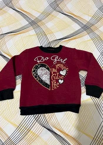 Bordo Baskılı Bebek Kız Takımı - Görsel 2