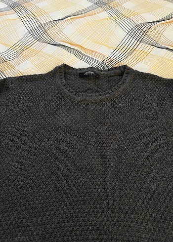 Gri Erkek Triko Bisiklet Yaka Kazak - Görsel 2