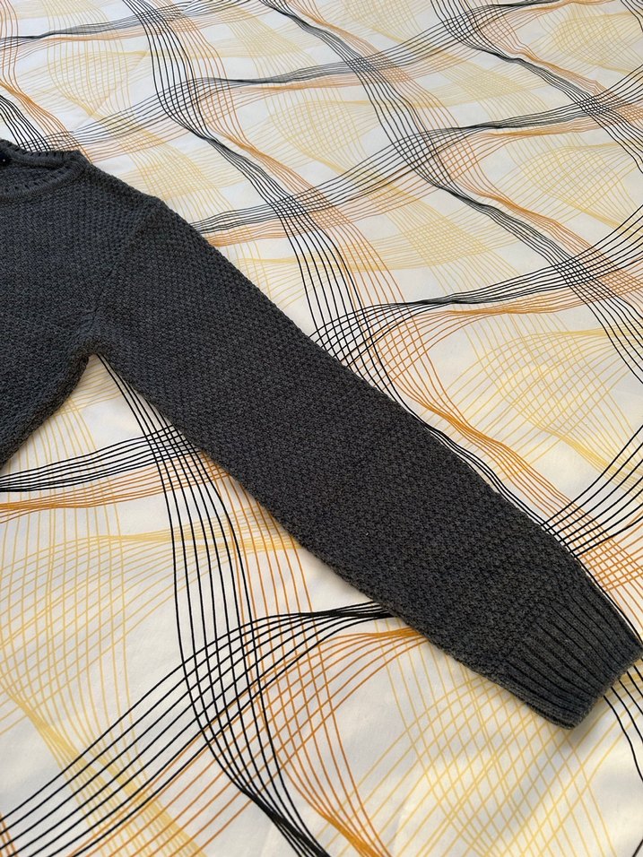 Gri Erkek Triko Bisiklet Yaka Kazak - Görsel 3