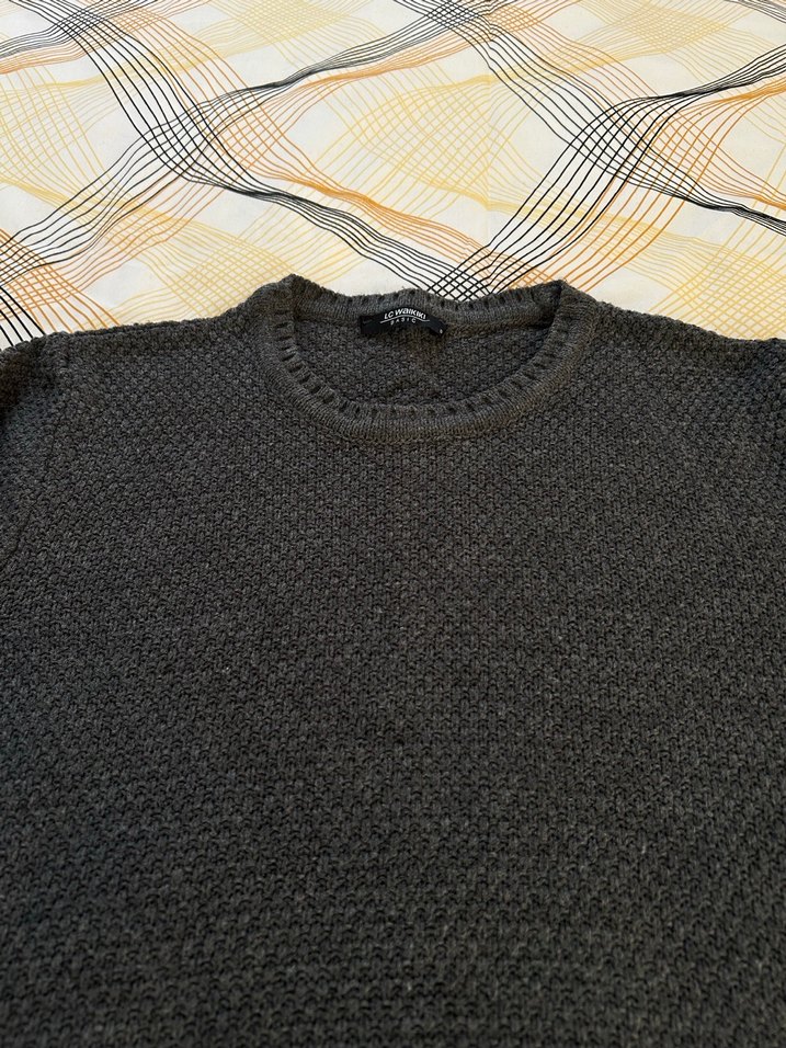 Gri Erkek Triko Bisiklet Yaka Kazak - Görsel 2