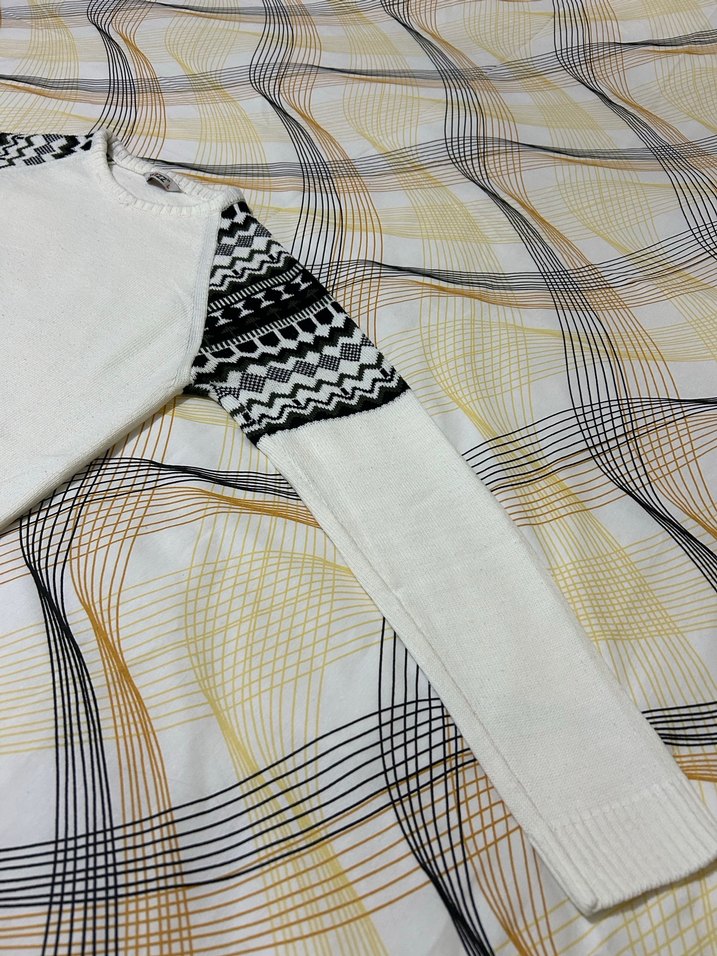 Erkek Beyaz Triko Kazak - Görsel 2