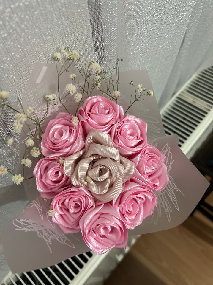 Kurdeleden Pembe Gül Buketi - Görsel 3