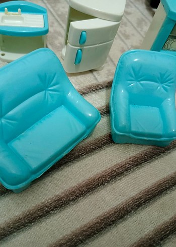 Pastel Mavi Oyuncak Ev Mobilyaları Seti - Görsel 4