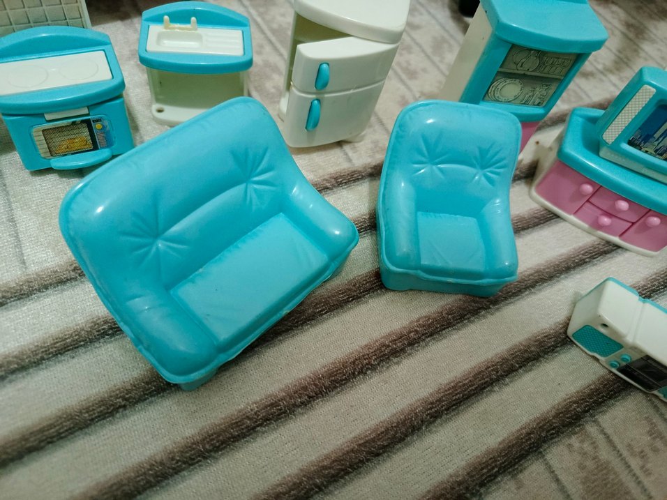 Pastel Mavi Oyuncak Ev Mobilyaları Seti - Görsel 4