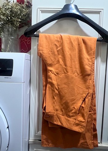 Kadın Turuncu Keten Düğmeli Ceket - Görsel 3