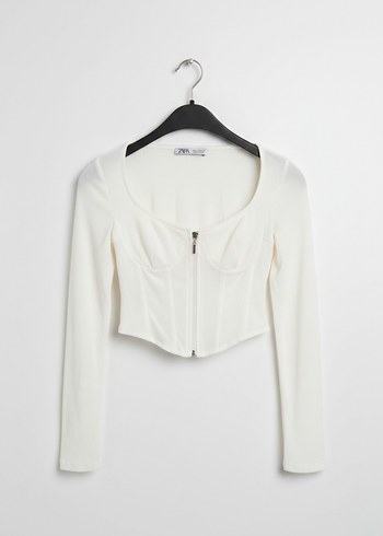 Beyaz Uzun Kollu Büstiyer - Görsel 2