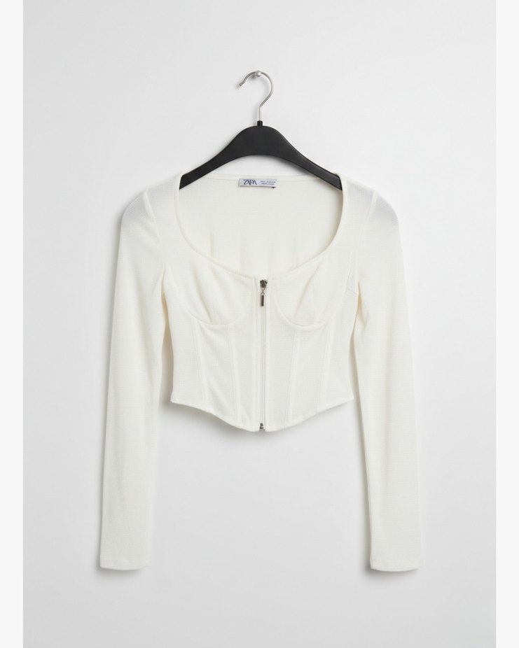 Beyaz Uzun Kollu Büstiyer - Görsel 2