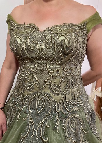 Nakışlı Straplez Uzun Şık Nişan Elbisesi - Görsel 2