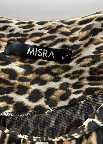 Kahverengi Leopar Desenli Tül Kollu Bluz - Görsel 3