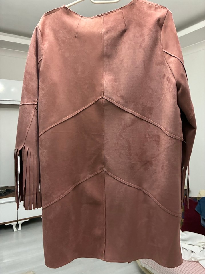 Püsküllü Midi Süet Kadın Ceket - Görsel 2