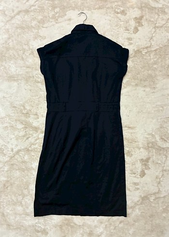 Kemerli Lacivert Kısa Kollu Denim Elbise - Görsel 2