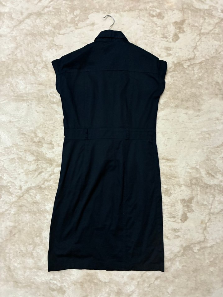 Kemerli Lacivert Kısa Kollu Denim Elbise - Görsel 2