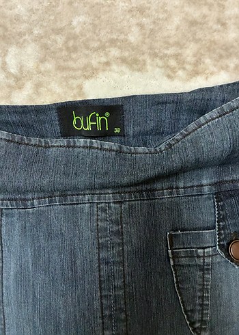 Navy Renkli Kadın Midi Kot Etek - Görsel 3