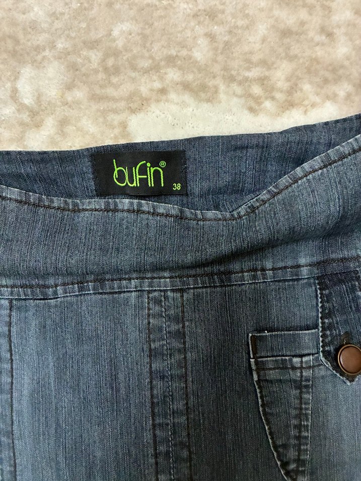 Navy Renkli Kadın Midi Kot Etek - Görsel 3