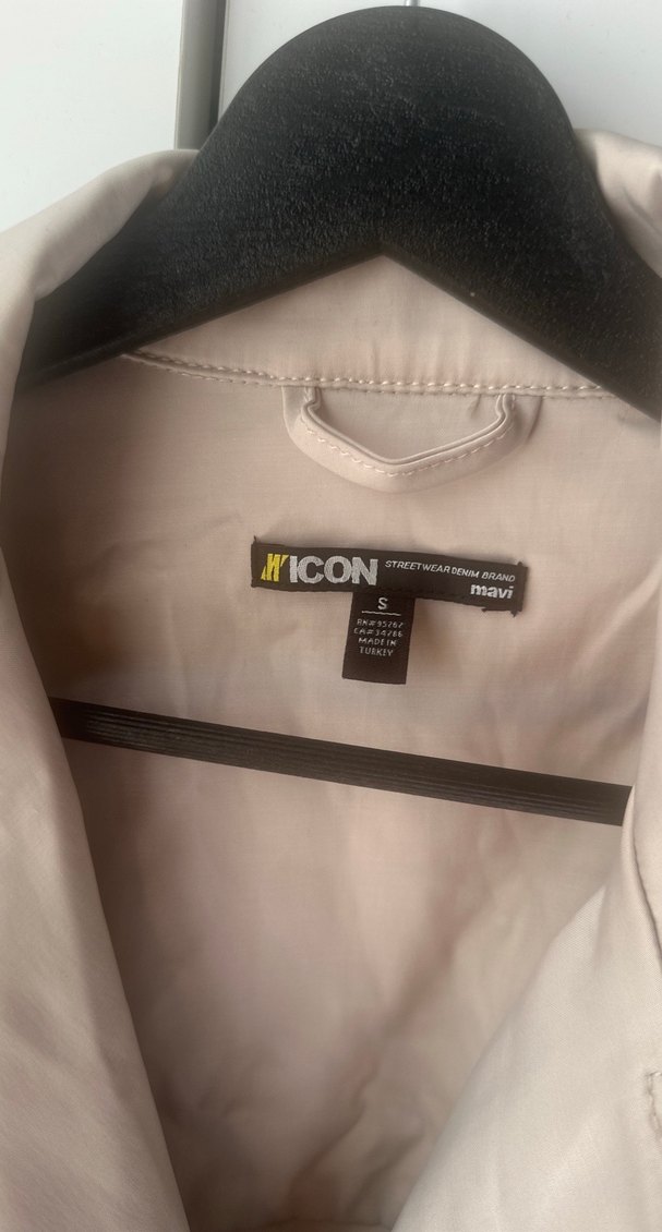 Bej Düğmeli Kadın Mavi jeans Ceket - Görsel 2