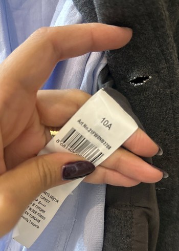 Nebbati Marka Düğmeli Mavi Uzun Kollu Gömlek ve blazer ceket - Görsel 7