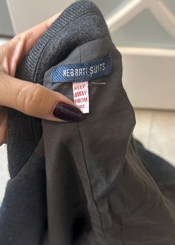 Nebbati Marka Düğmeli Mavi Uzun Kollu Gömlek ve blazer ceket - Görsel 8