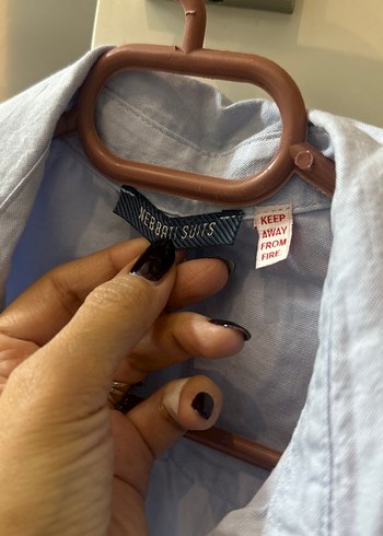 Nebbati Marka Düğmeli Mavi Uzun Kollu Gömlek ve blazer ceket - Görsel 2