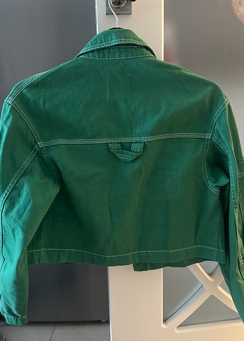 Kadın Yeşil Düğmeli Denim Ceket bershka - Görsel 3