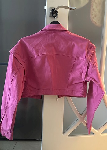 Pembe Fermuarlı Street Wear Kadın Ceket - Görsel 4